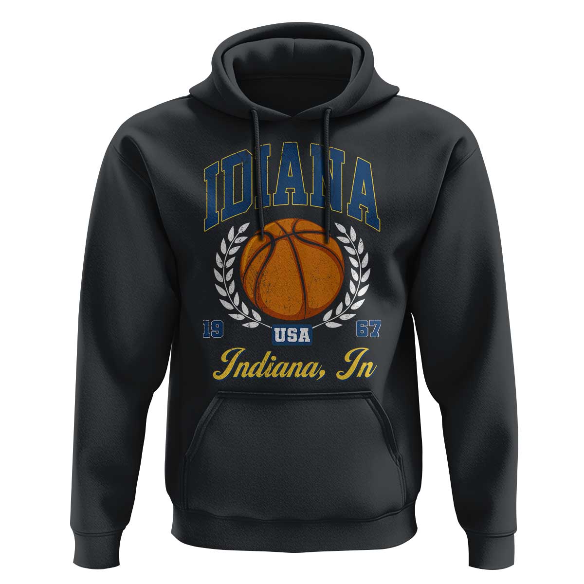 Vintage Indiana Basketball Graphic Hoodie Retro 1967 Sports Indianapolis IN Fan