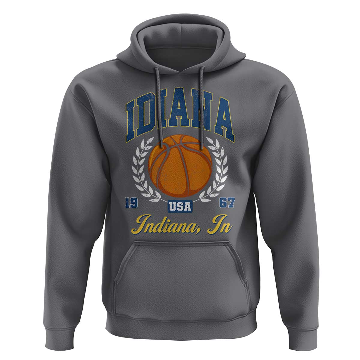 Vintage Indiana Basketball Graphic Hoodie Retro 1967 Sports Indianapolis IN Fan