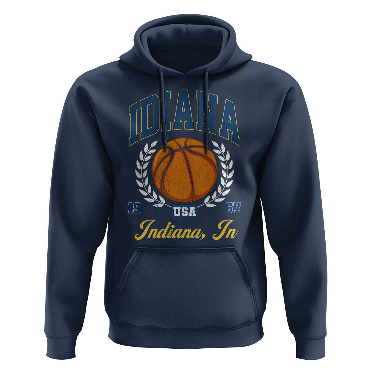 Vintage Indiana Basketball Graphic Hoodie Retro 1967 Sports Indianapolis IN Fan