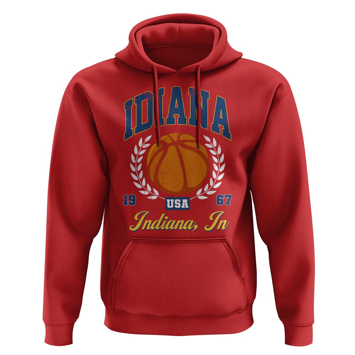 Vintage Indiana Basketball Graphic Hoodie Retro 1967 Sports Indianapolis IN Fan