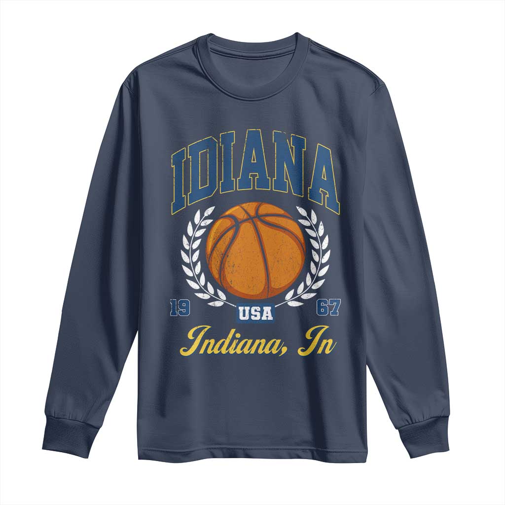 Vintage Indiana Basketball Graphic Long Sleeve Shirt Retro 1967 Sports Indianapolis IN Fan