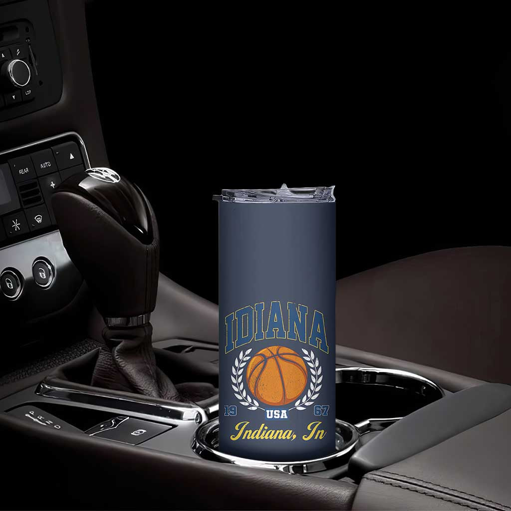 Vintage Indiana Basketball Graphic Skinny Tumbler Retro 1967 Sports Indianapolis IN Fan