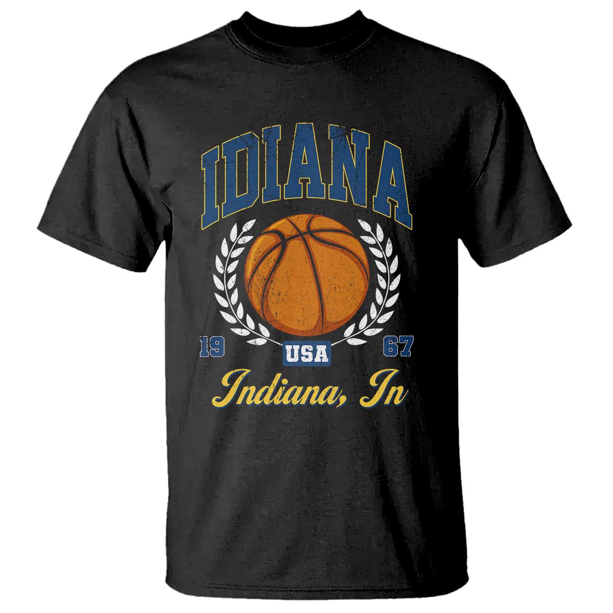 Vintage Indiana Basketball Graphic T Shirt Retro 1967 Sports Indianapolis IN Fan