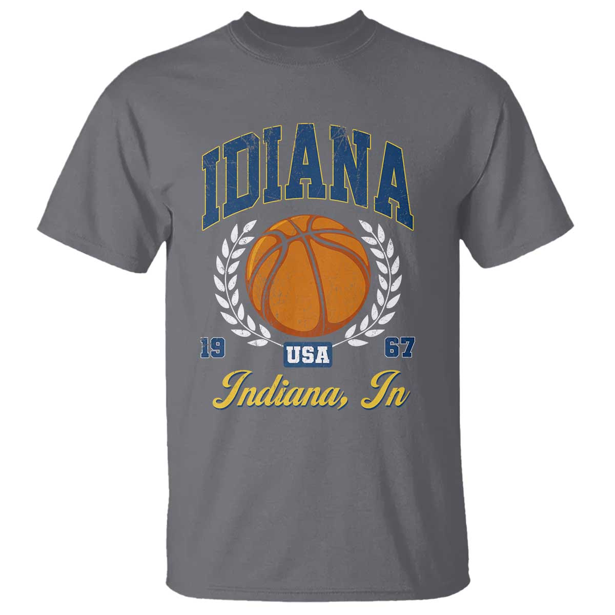 Vintage Indiana Basketball Graphic T Shirt Retro 1967 Sports Indianapolis IN Fan