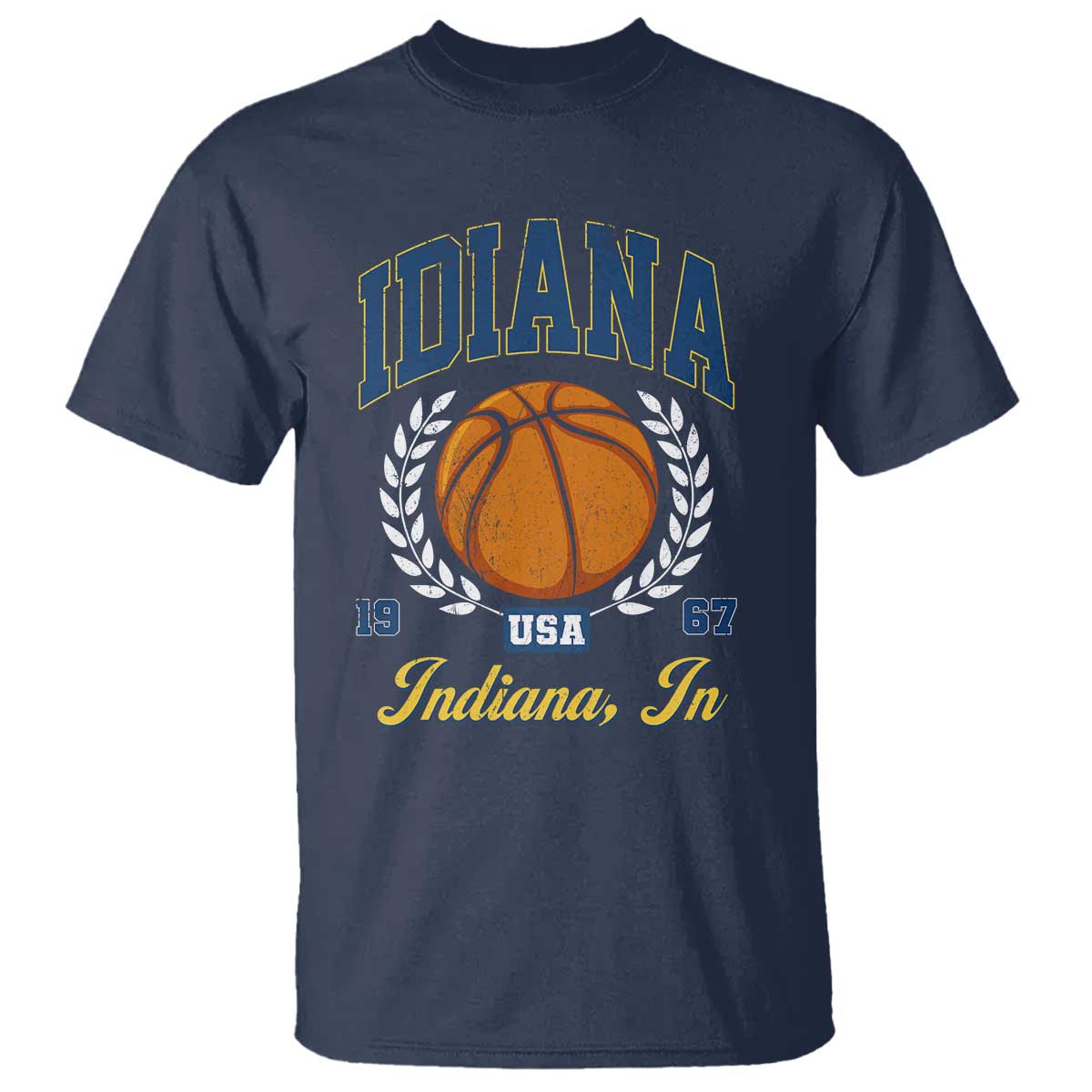 Vintage Indiana Basketball Graphic T Shirt Retro 1967 Sports Indianapolis IN Fan