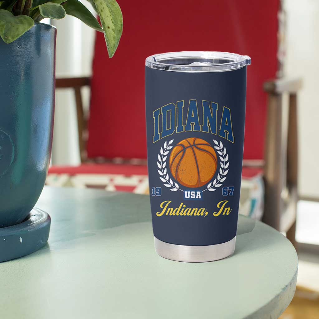 Vintage Indiana Basketball Graphic Tumbler Cup Retro 1967 Sports Indianapolis IN Fan