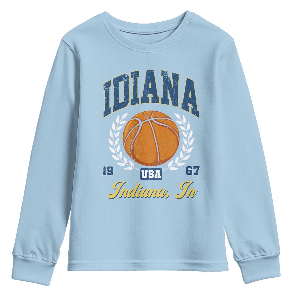 Vintage Indiana Basketball Graphic Youth Sweatshirt Retro 1967 Sports Indianapolis IN Fan