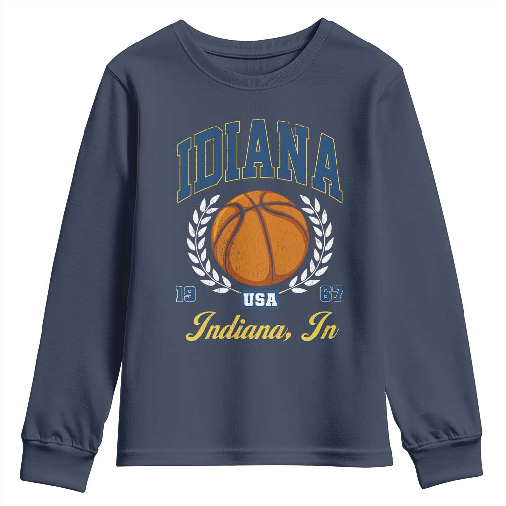 Vintage Indiana Basketball Graphic Youth Sweatshirt Retro 1967 Sports Indianapolis IN Fan