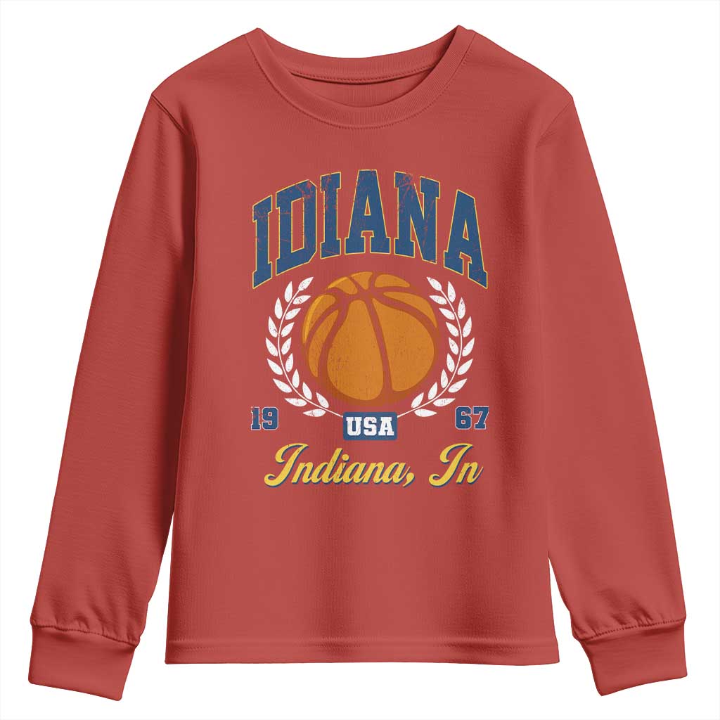 Vintage Indiana Basketball Graphic Youth Sweatshirt Retro 1967 Sports Indianapolis IN Fan