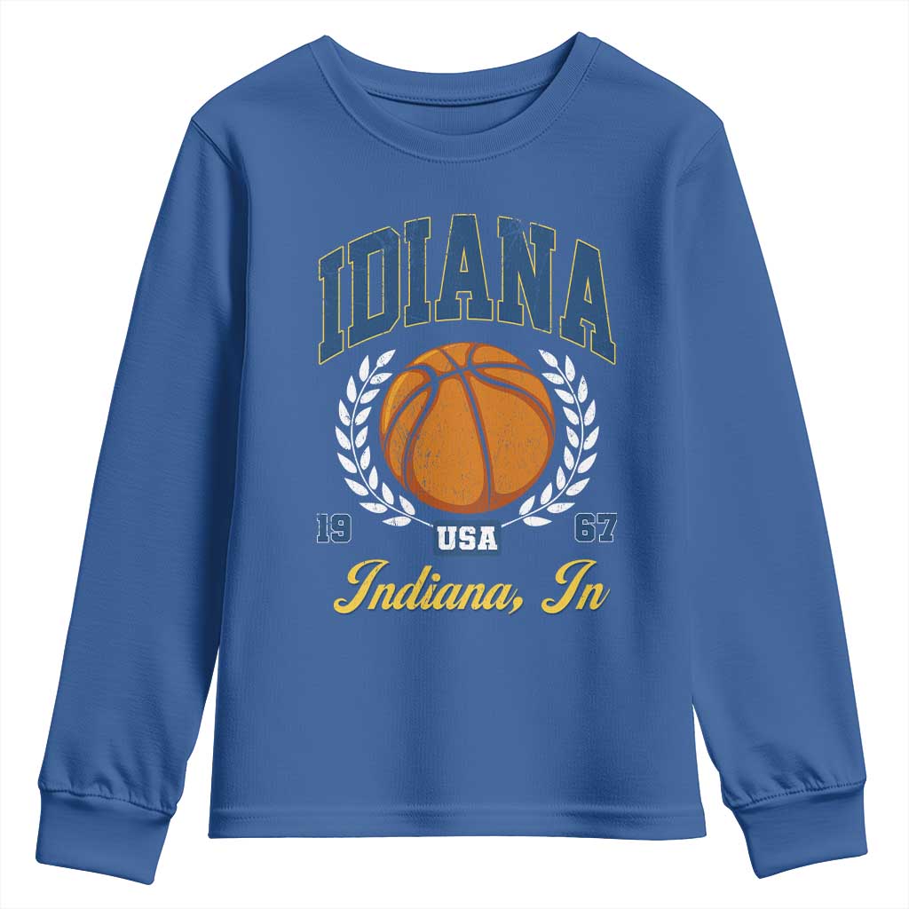 Vintage Indiana Basketball Graphic Youth Sweatshirt Retro 1967 Sports Indianapolis IN Fan