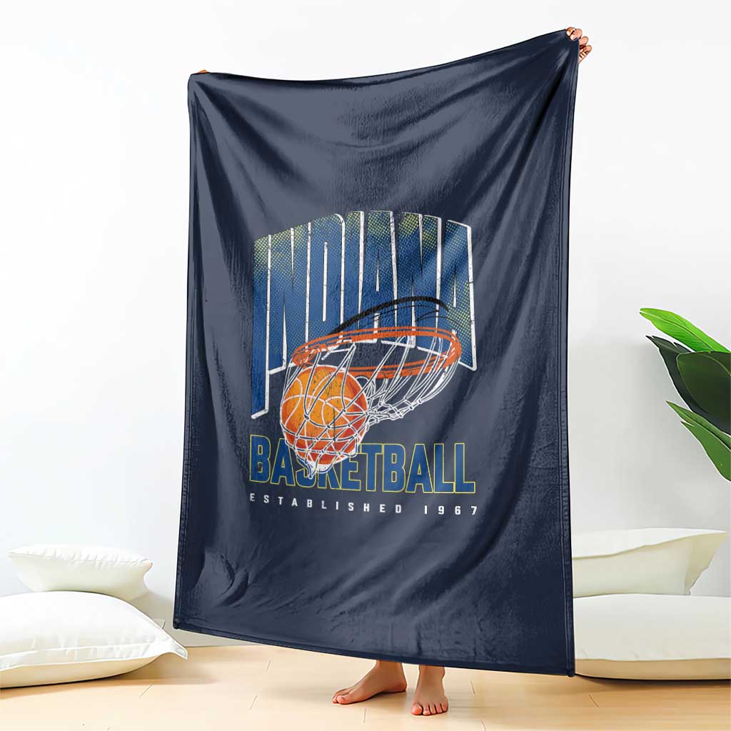 Indiana Basketball Throwback Throw Blanket Retro Hoop Graphic for IN Fans Since 1967