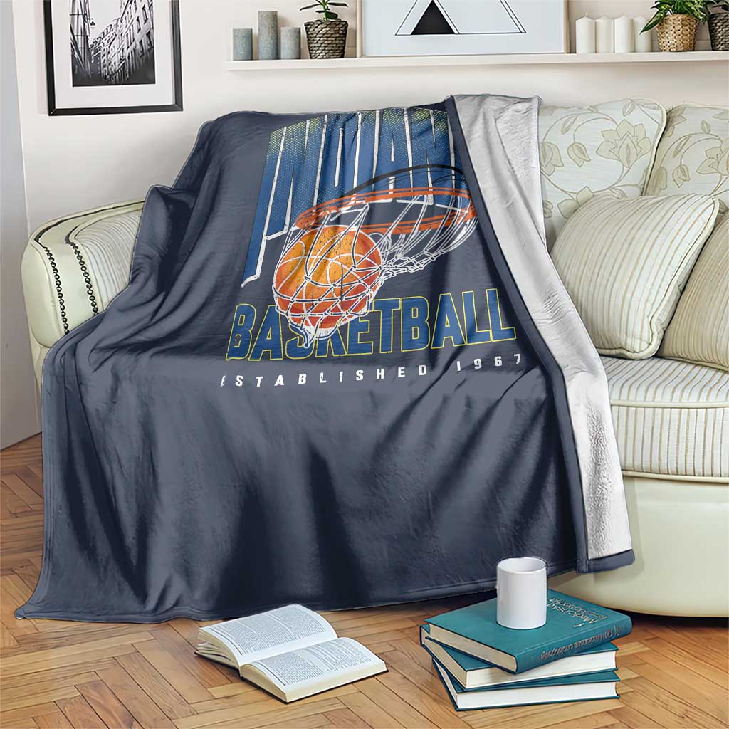 Indiana Basketball Throwback Throw Blanket Retro Hoop Graphic for IN Fans Since 1967