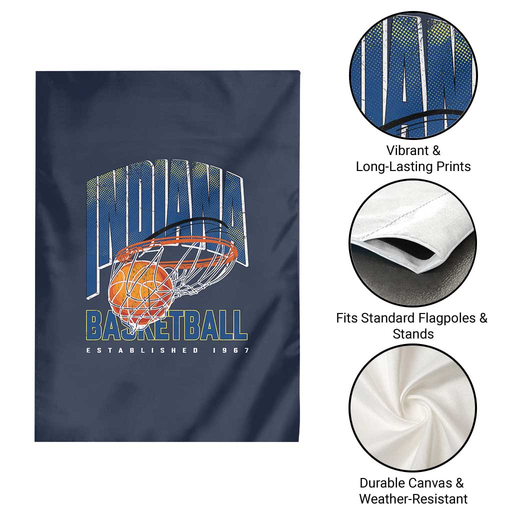 Indiana Basketball Throwback Garden Flag Retro Hoop Graphic for IN Fans Since 1967