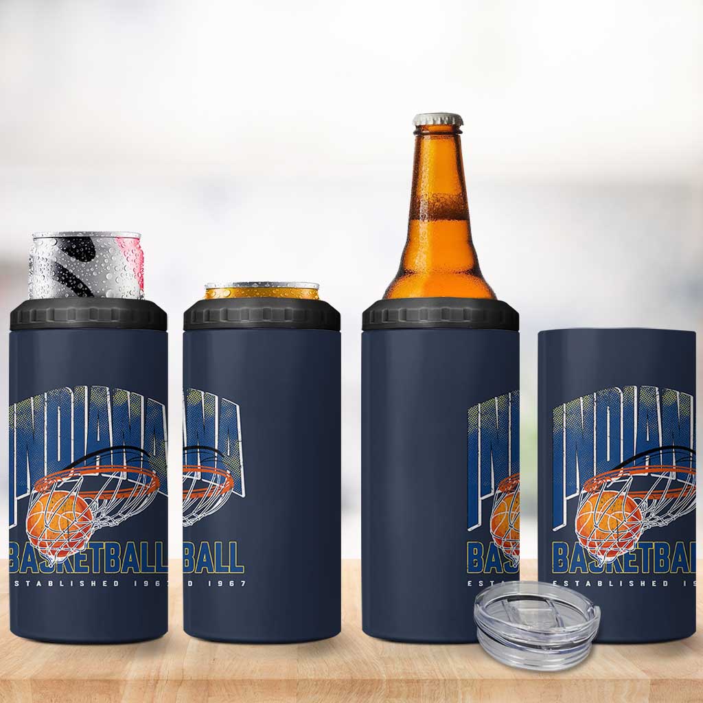 Indiana Basketball Throwback 4 in 1 Can Cooler Tumbler Retro Hoop Graphic for IN Fans Since 1967