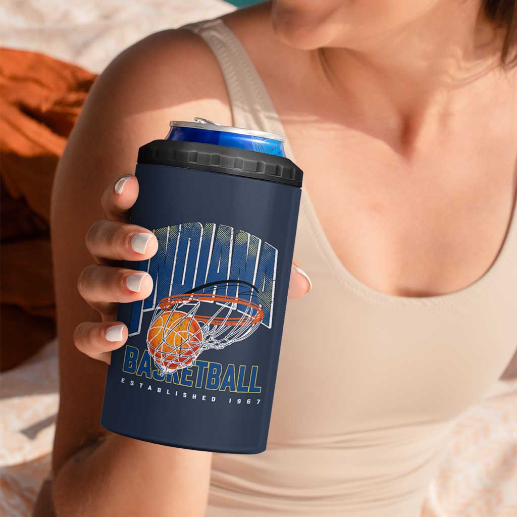 Indiana Basketball Throwback 4 in 1 Can Cooler Tumbler Retro Hoop Graphic for IN Fans Since 1967