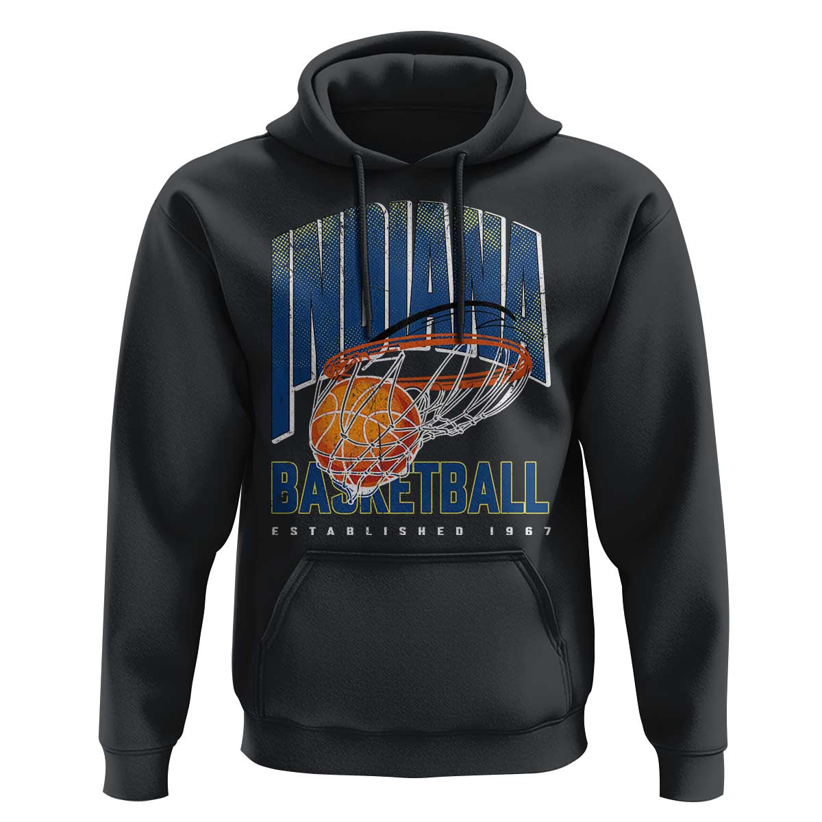 Indiana Basketball Throwback Hoodie Retro Hoop Graphic for IN Fans Since 1967