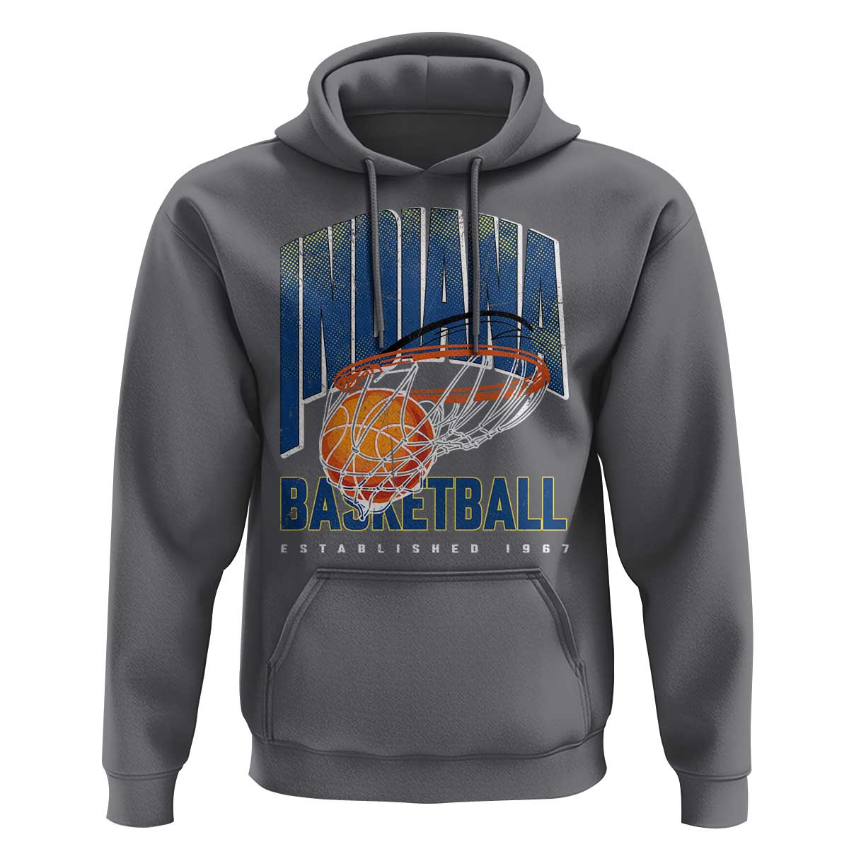 Indiana Basketball Throwback Hoodie Retro Hoop Graphic for IN Fans Since 1967
