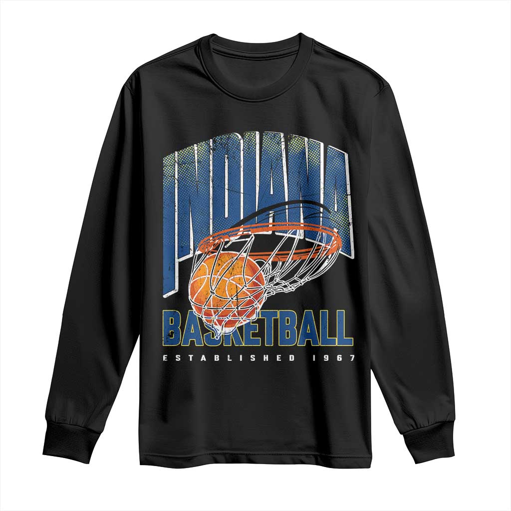Indiana Basketball Throwback Long Sleeve Shirt Retro Hoop Graphic for IN Fans Since 1967