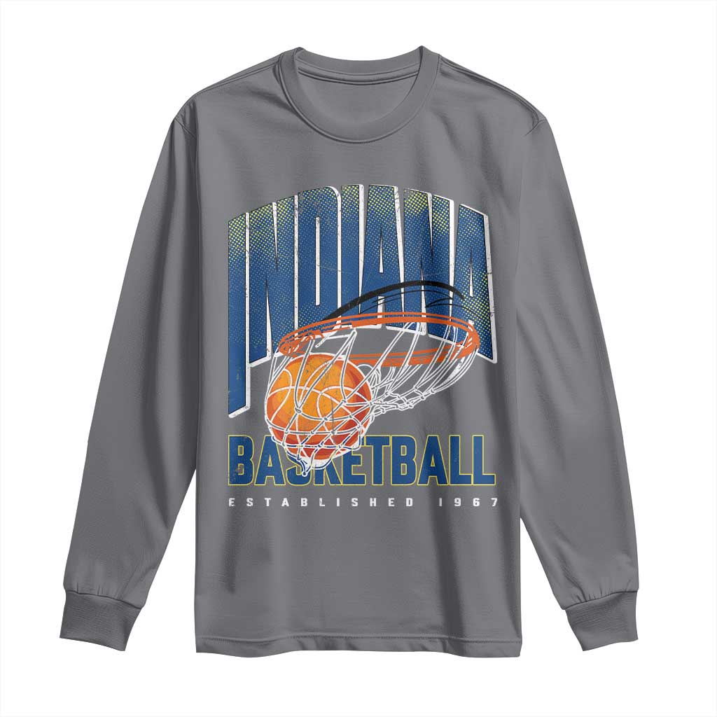 Indiana Basketball Throwback Long Sleeve Shirt Retro Hoop Graphic for IN Fans Since 1967