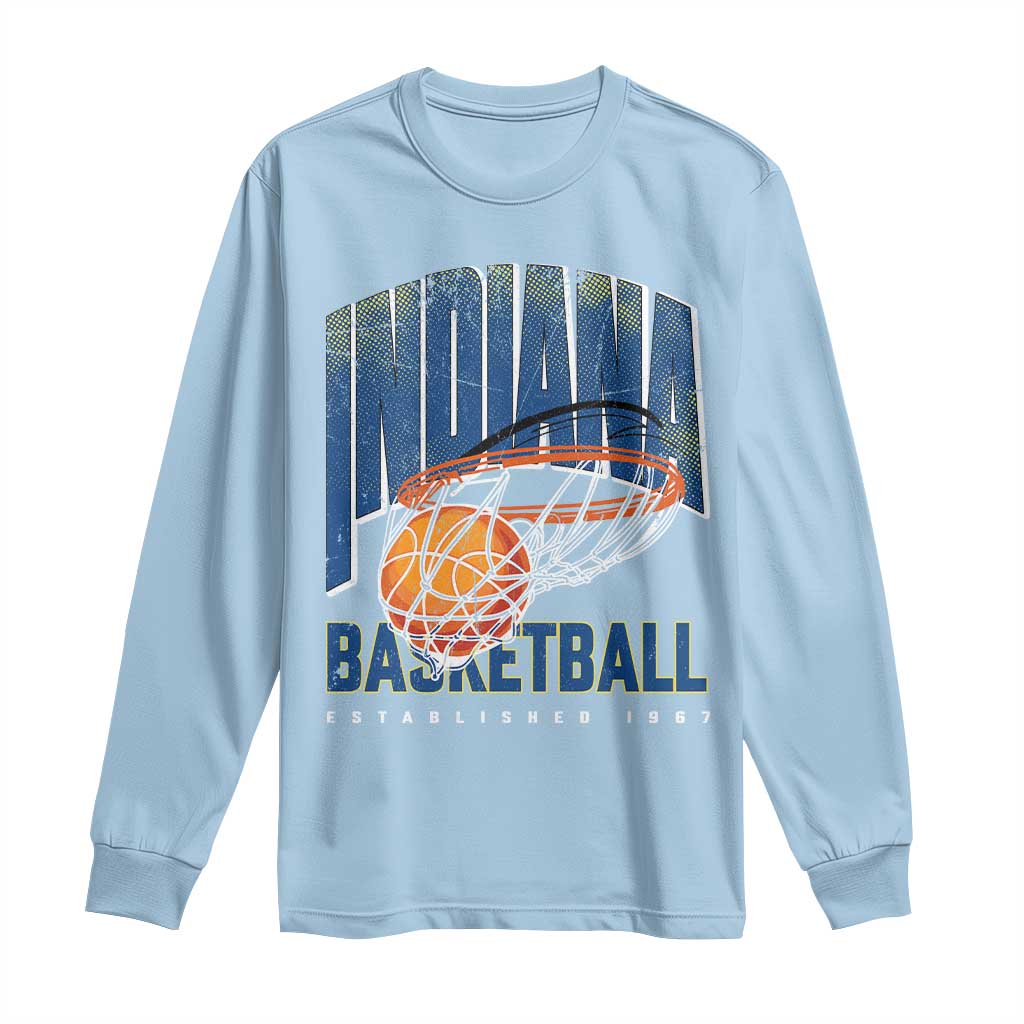 Indiana Basketball Throwback Long Sleeve Shirt Retro Hoop Graphic for IN Fans Since 1967