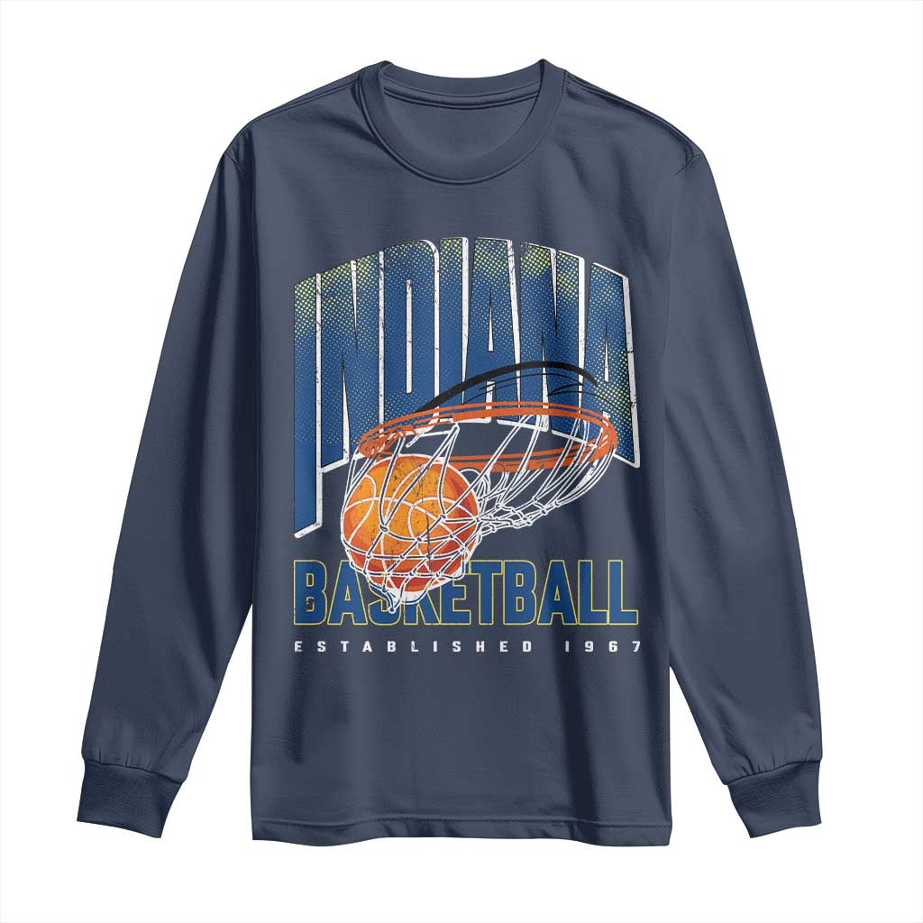 Indiana Basketball Throwback Long Sleeve Shirt Retro Hoop Graphic for IN Fans Since 1967