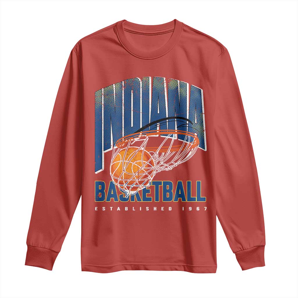 Indiana Basketball Throwback Long Sleeve Shirt Retro Hoop Graphic for IN Fans Since 1967