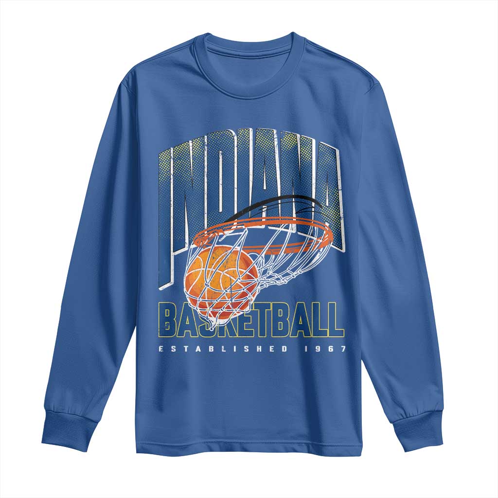 Indiana Basketball Throwback Long Sleeve Shirt Retro Hoop Graphic for IN Fans Since 1967