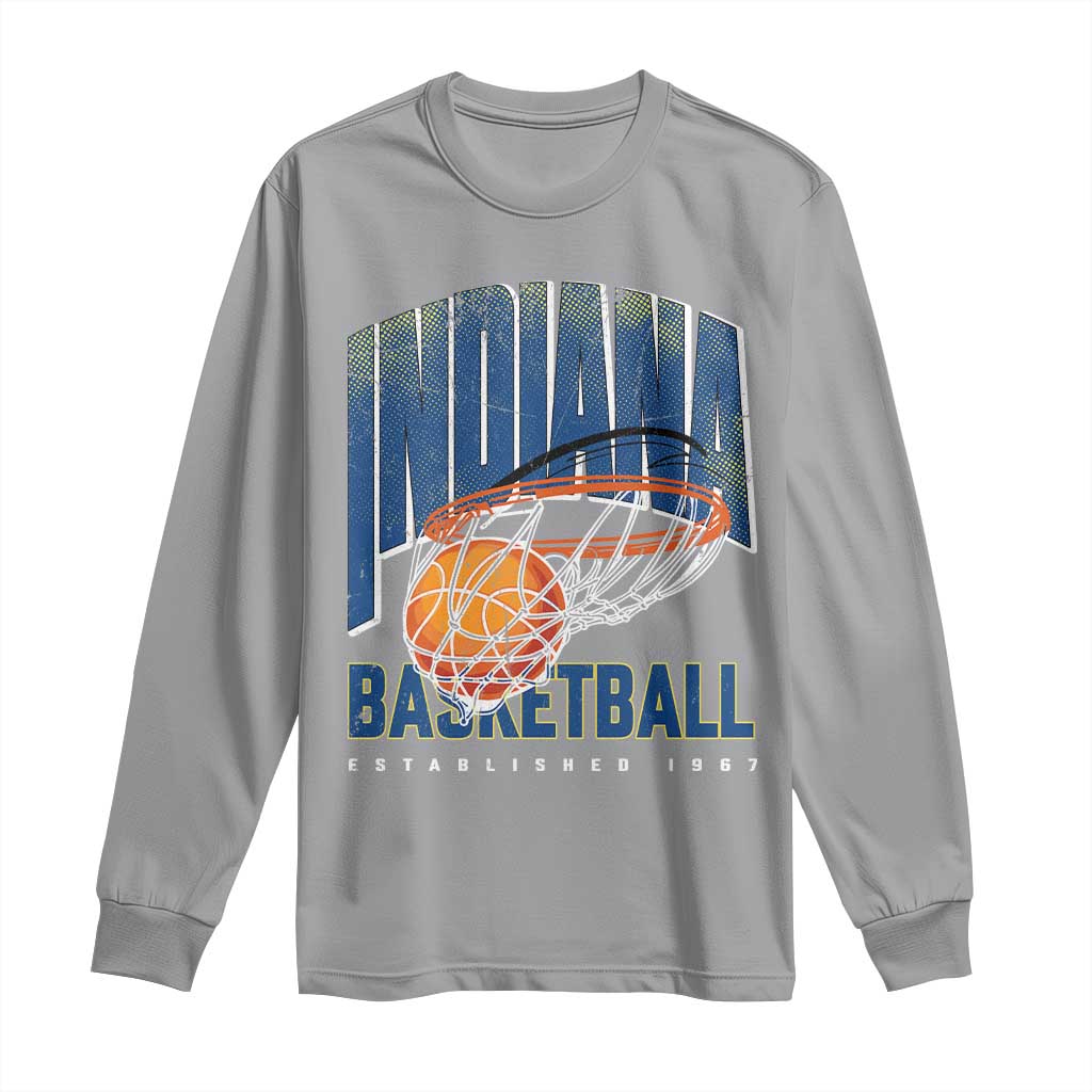 Indiana Basketball Throwback Long Sleeve Shirt Retro Hoop Graphic for IN Fans Since 1967