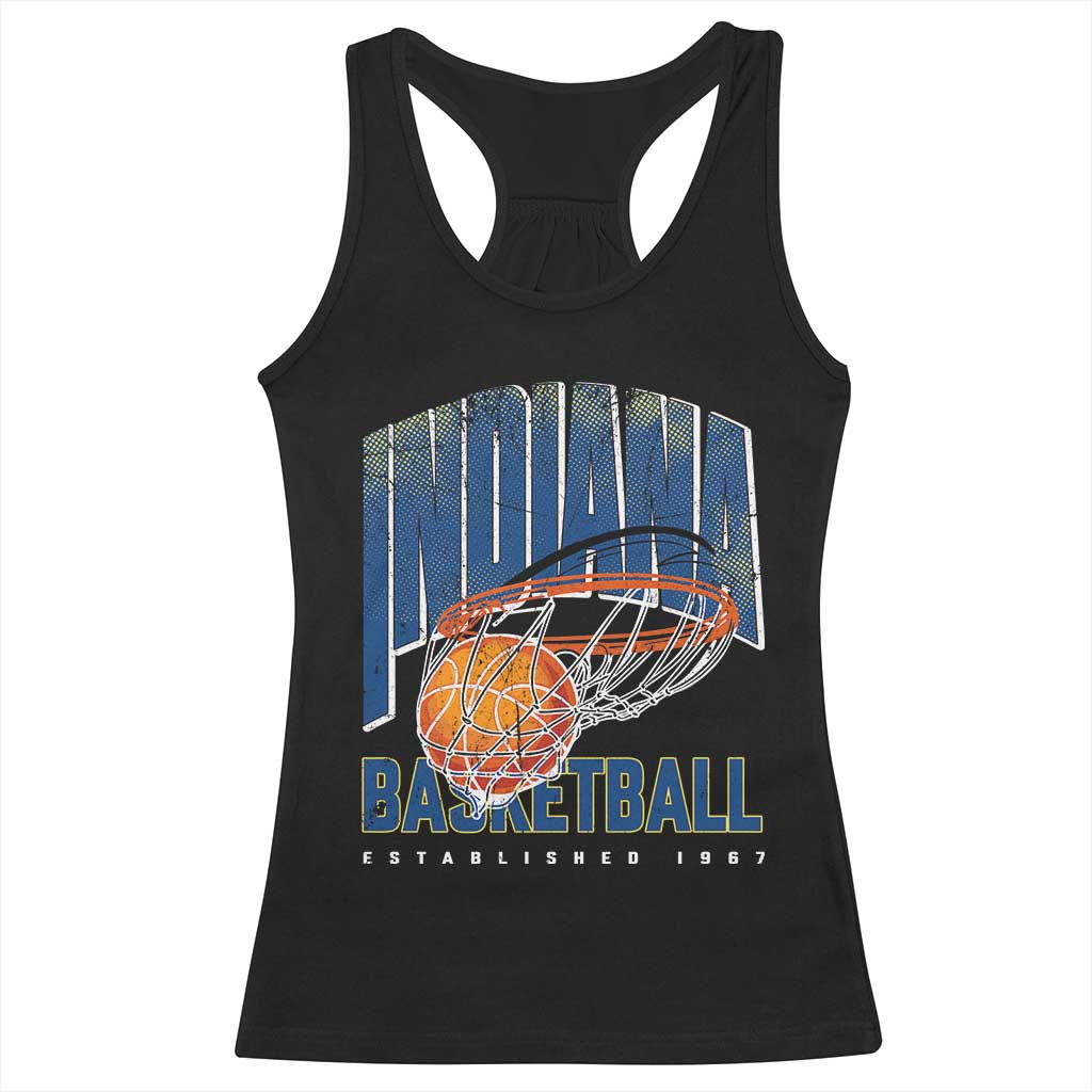 Indiana Basketball Throwback Racerback Tank Top Retro Hoop Graphic for IN Fans Since 1967