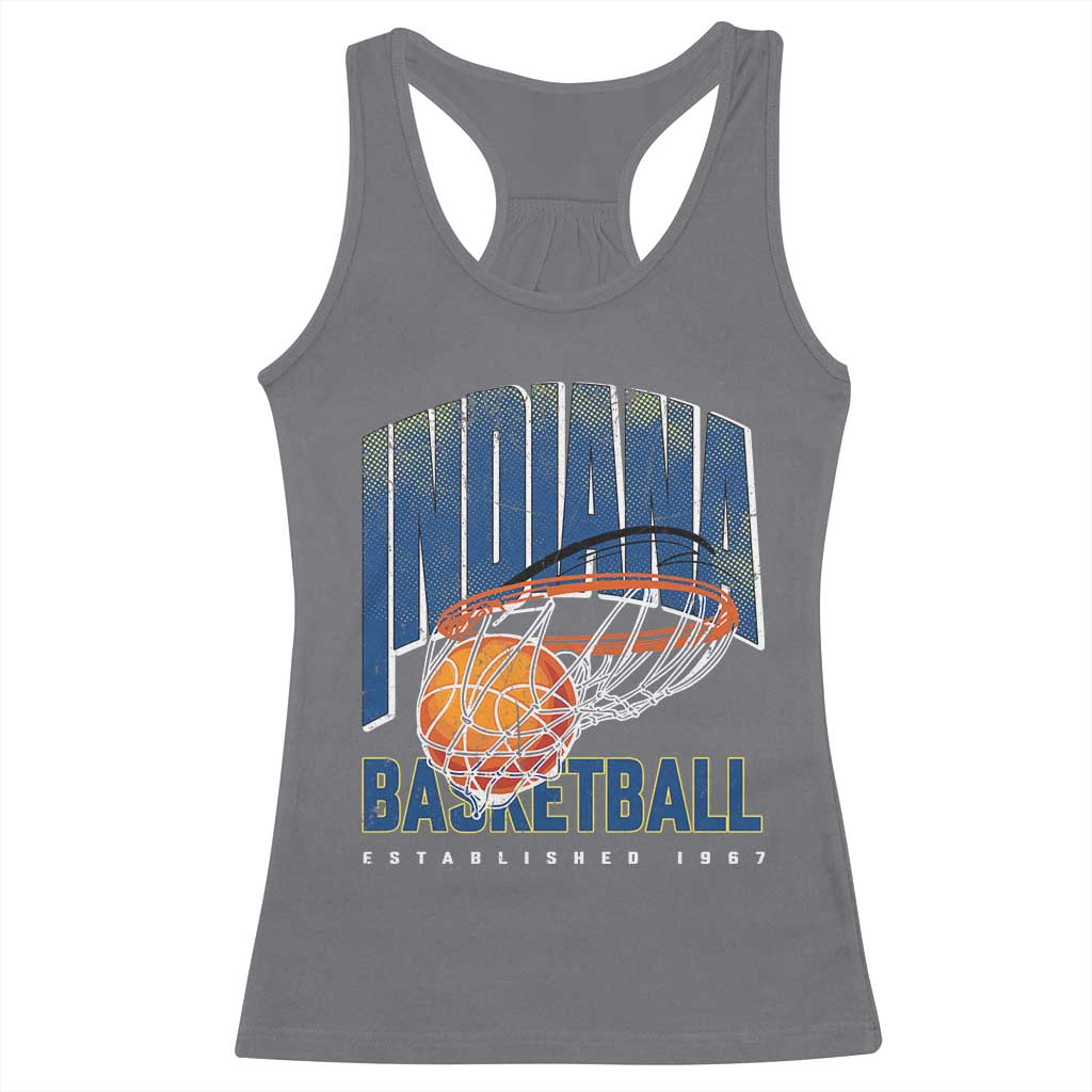 Indiana Basketball Throwback Racerback Tank Top Retro Hoop Graphic for IN Fans Since 1967