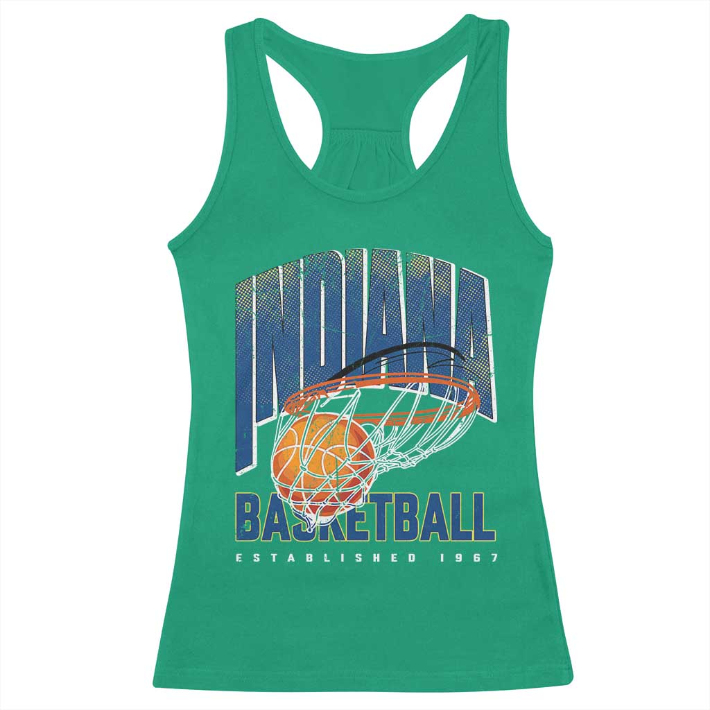 Indiana Basketball Throwback Racerback Tank Top Retro Hoop Graphic for IN Fans Since 1967