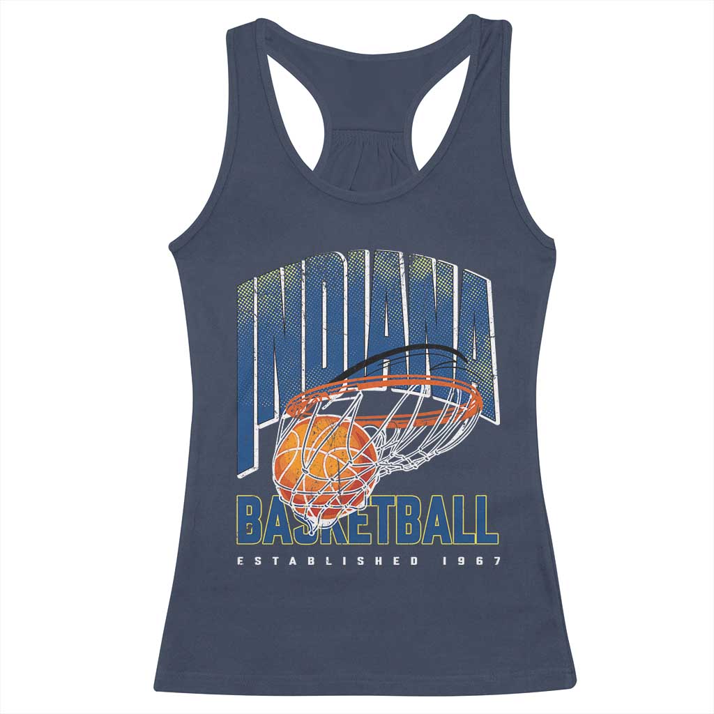 Indiana Basketball Throwback Racerback Tank Top Retro Hoop Graphic for IN Fans Since 1967