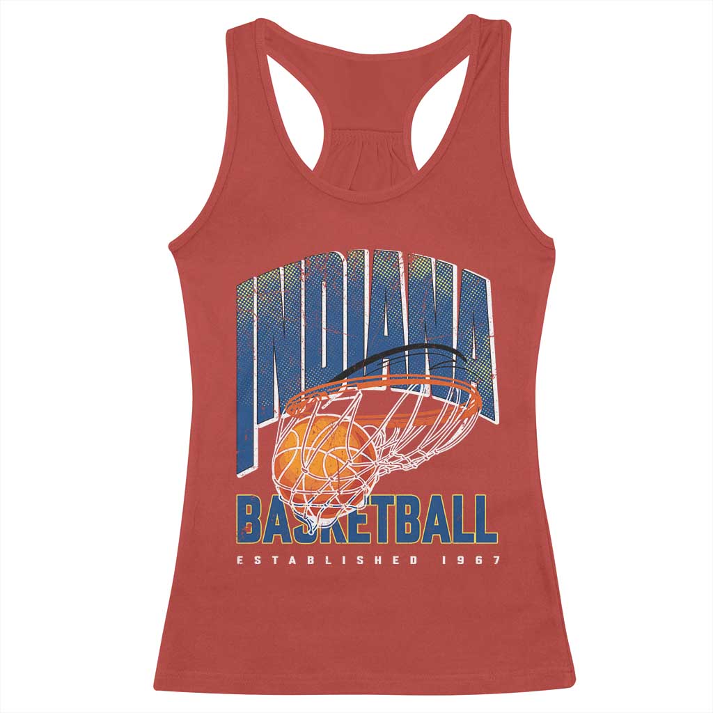 Indiana Basketball Throwback Racerback Tank Top Retro Hoop Graphic for IN Fans Since 1967