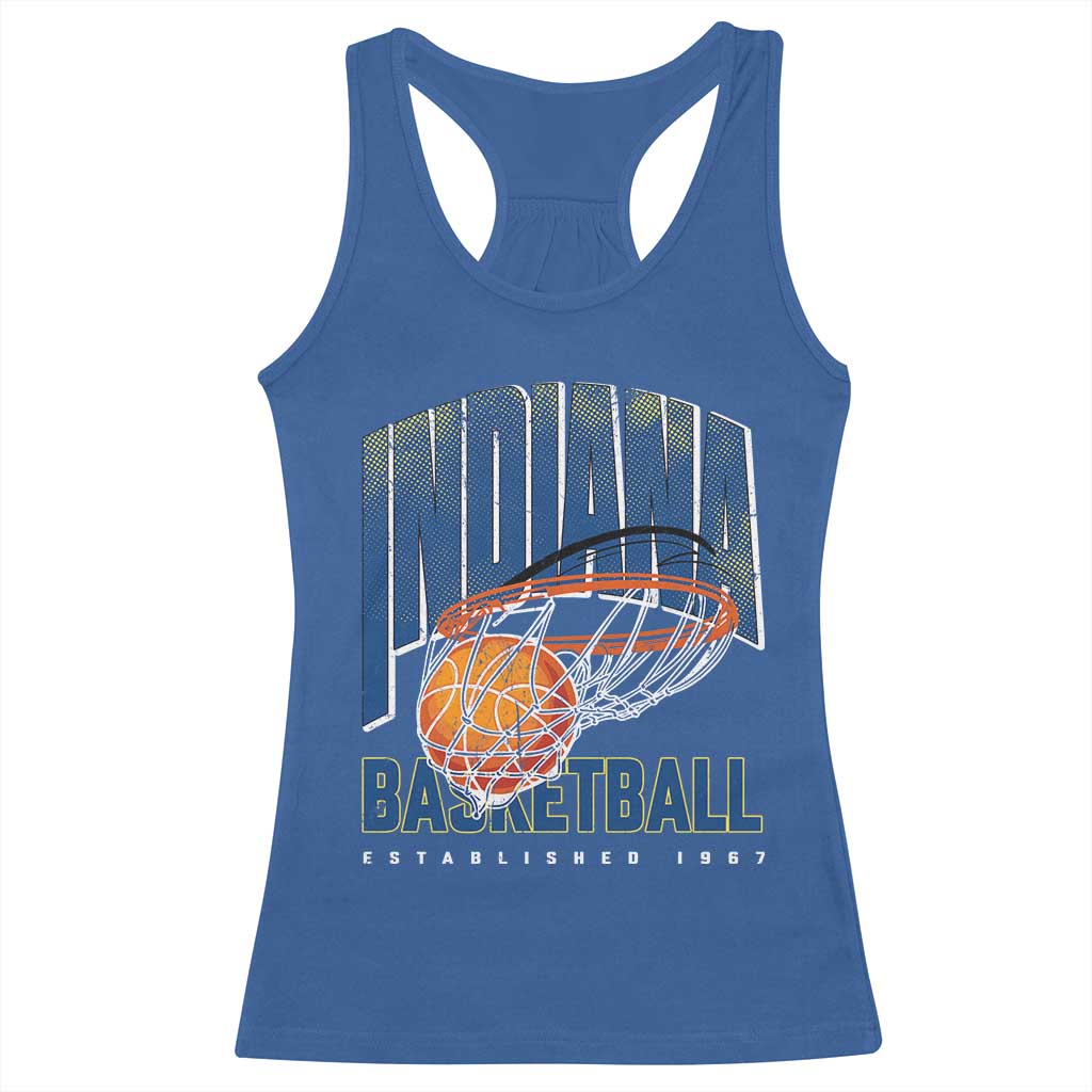 Indiana Basketball Throwback Racerback Tank Top Retro Hoop Graphic for IN Fans Since 1967