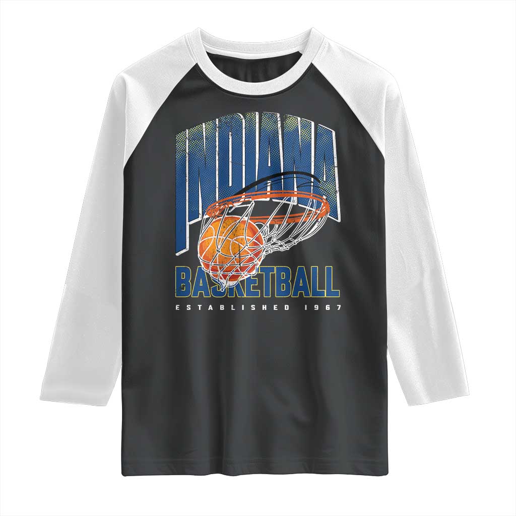 Indiana Basketball Throwback Raglan Shirt Retro Hoop Graphic for IN Fans Since 1967
