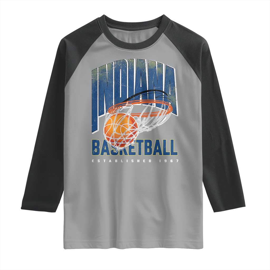 Indiana Basketball Throwback Raglan Shirt Retro Hoop Graphic for IN Fans Since 1967