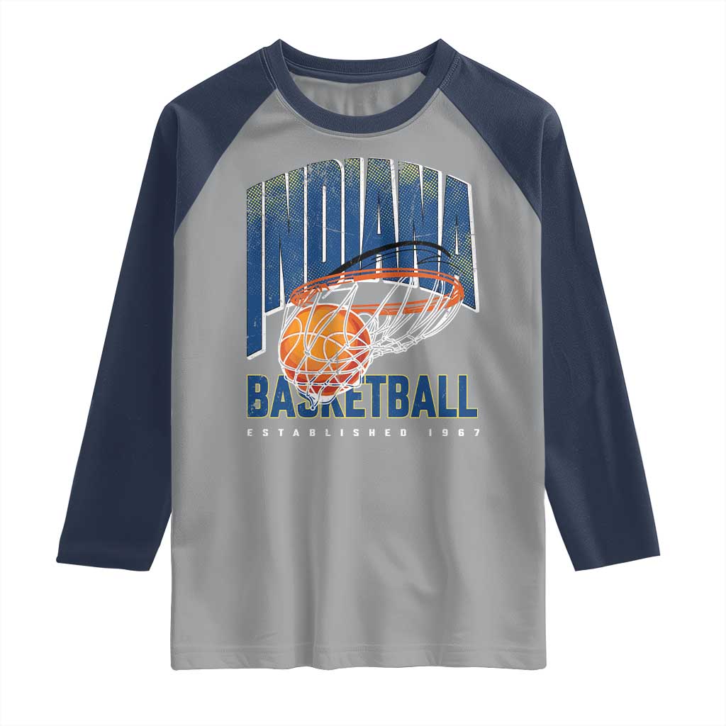 Indiana Basketball Throwback Raglan Shirt Retro Hoop Graphic for IN Fans Since 1967