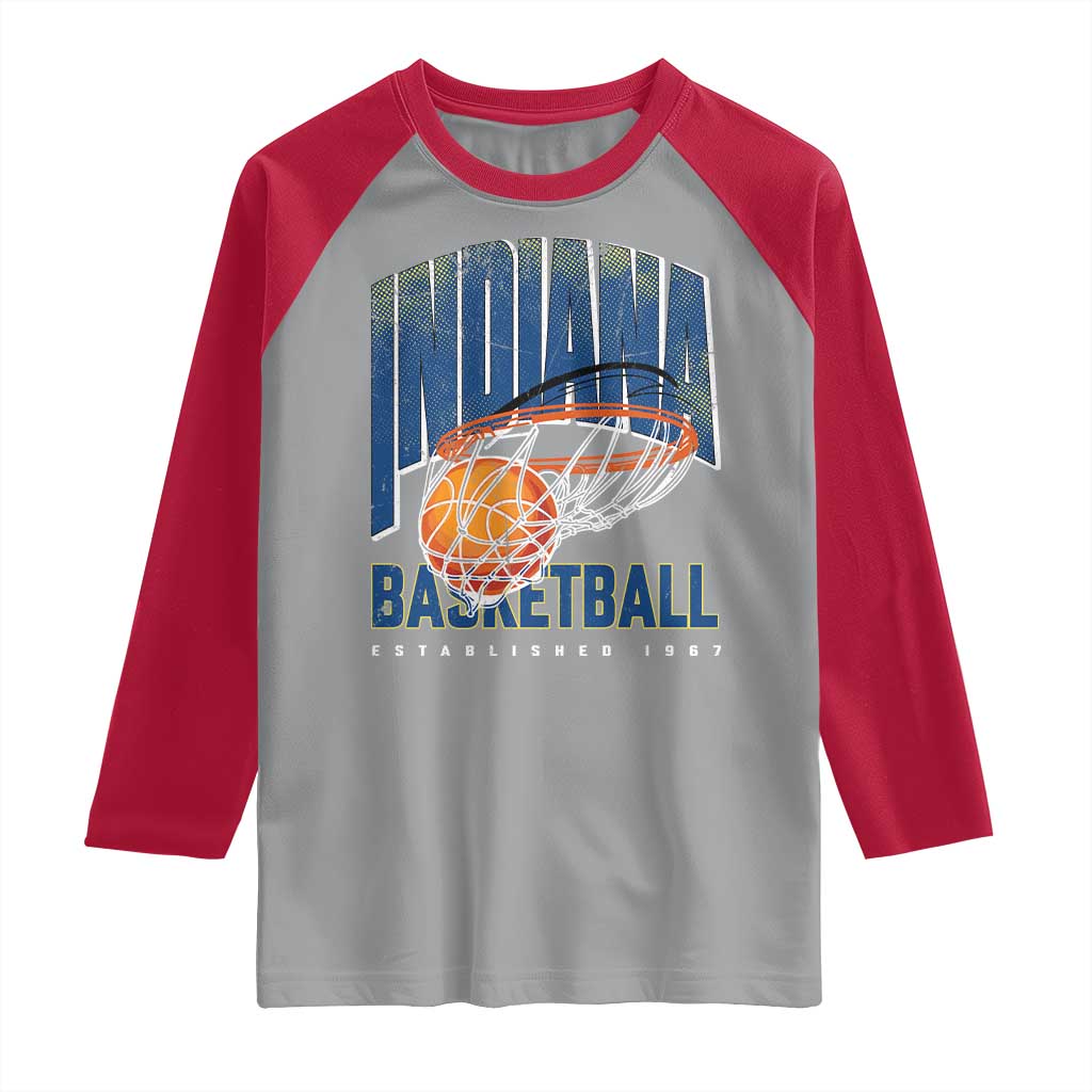 Indiana Basketball Throwback Raglan Shirt Retro Hoop Graphic for IN Fans Since 1967
