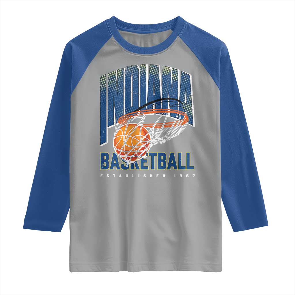 Indiana Basketball Throwback Raglan Shirt Retro Hoop Graphic for IN Fans Since 1967