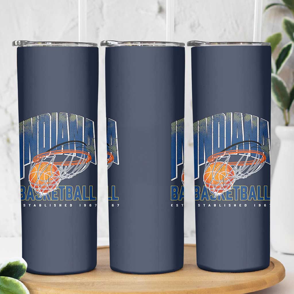 Indiana Basketball Throwback Skinny Tumbler Retro Hoop Graphic for IN Fans Since 1967