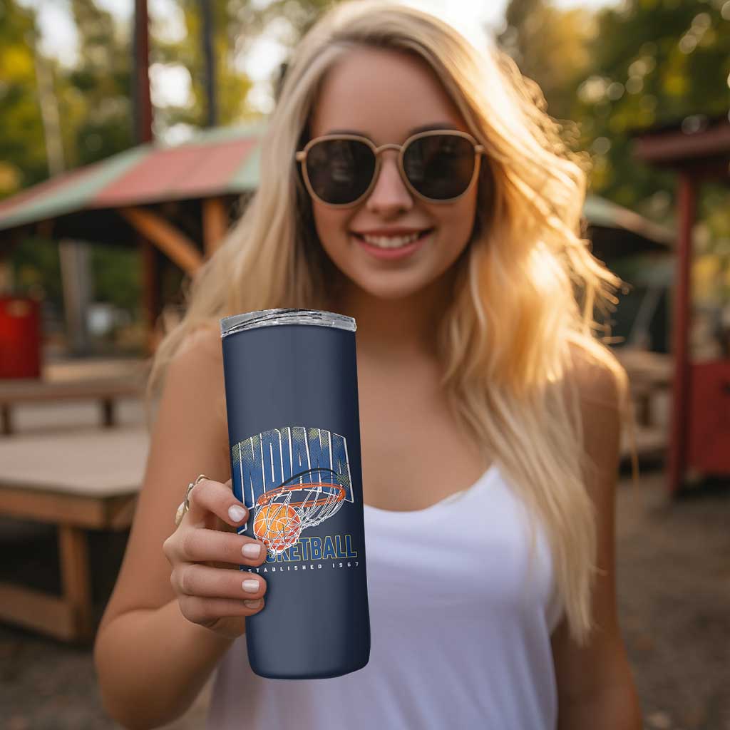 Indiana Basketball Throwback Skinny Tumbler Retro Hoop Graphic for IN Fans Since 1967