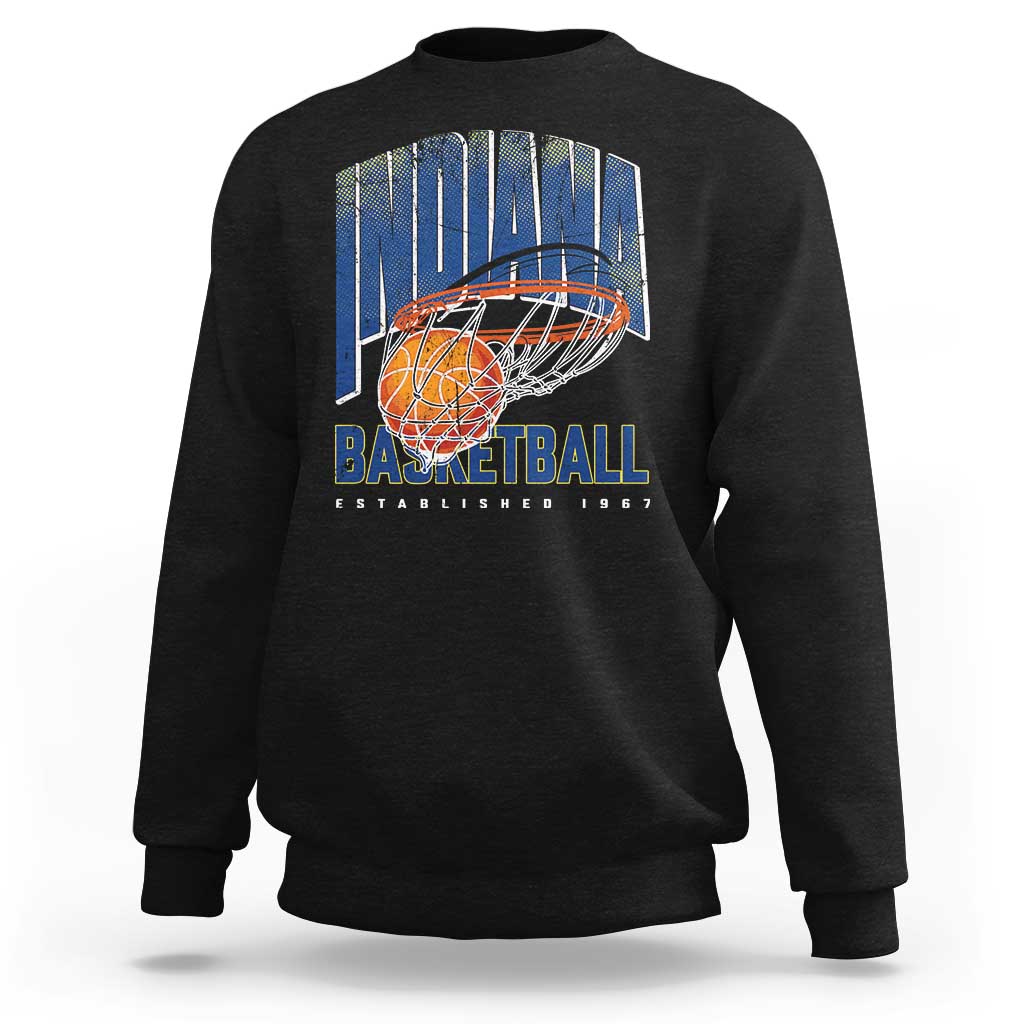 Indiana Basketball Throwback Sweatshirt Retro Hoop Graphic for IN Fans Since 1967