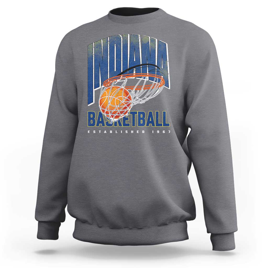 Indiana Basketball Throwback Sweatshirt Retro Hoop Graphic for IN Fans Since 1967