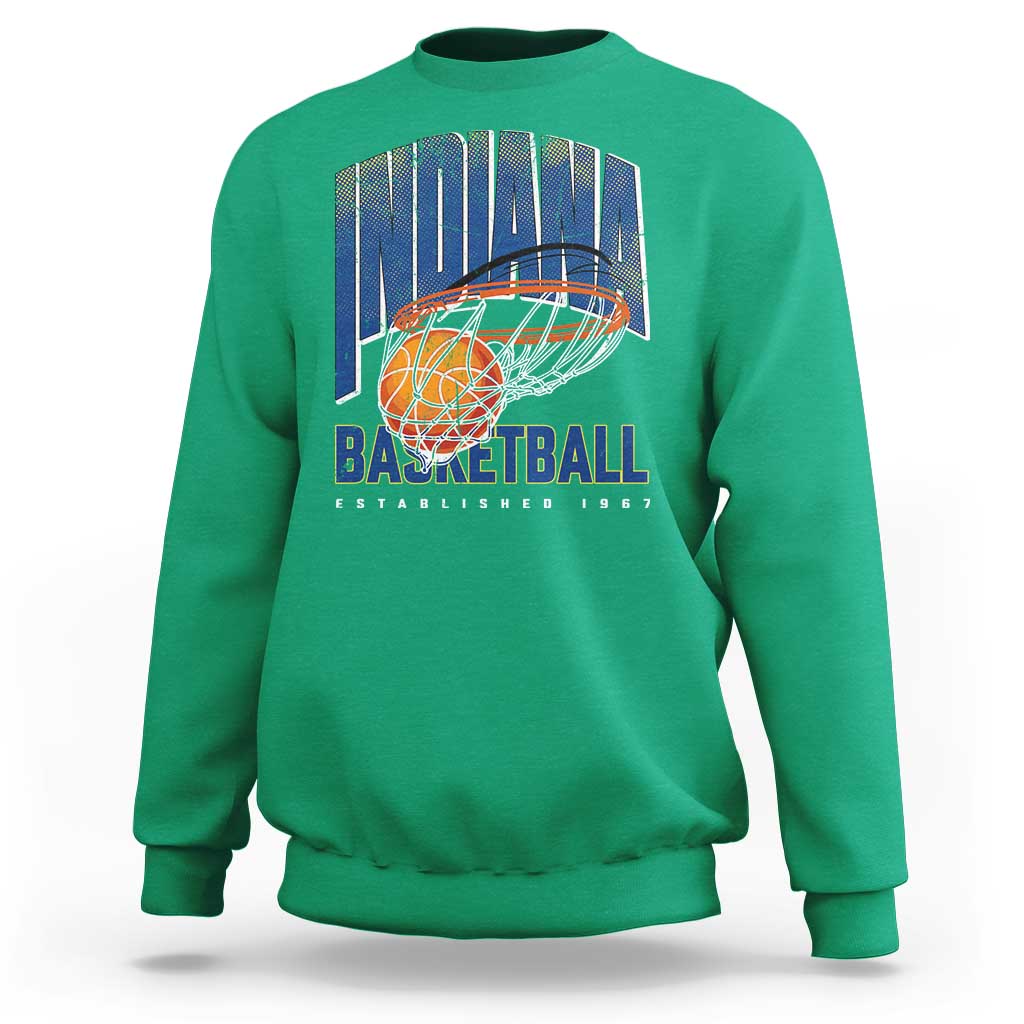 Indiana Basketball Throwback Sweatshirt Retro Hoop Graphic for IN Fans Since 1967