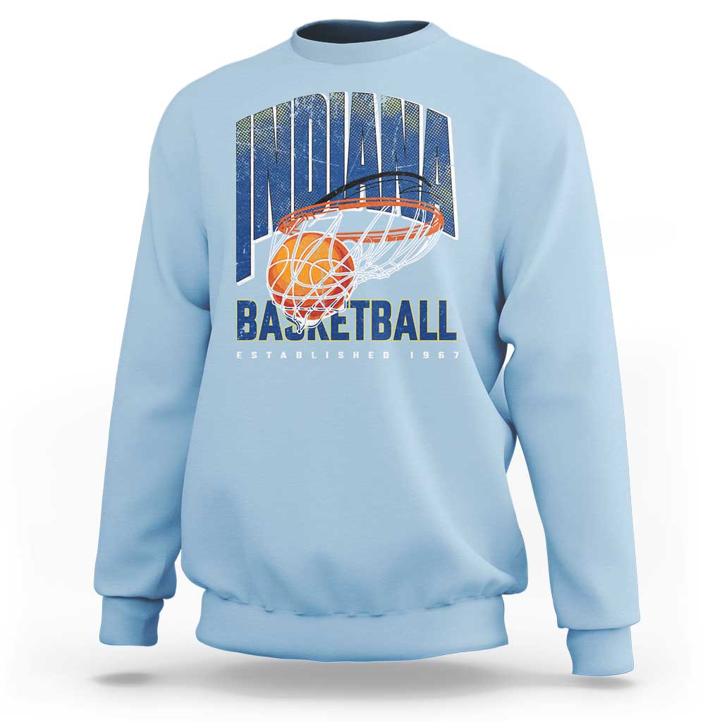 Indiana Basketball Throwback Sweatshirt Retro Hoop Graphic for IN Fans Since 1967