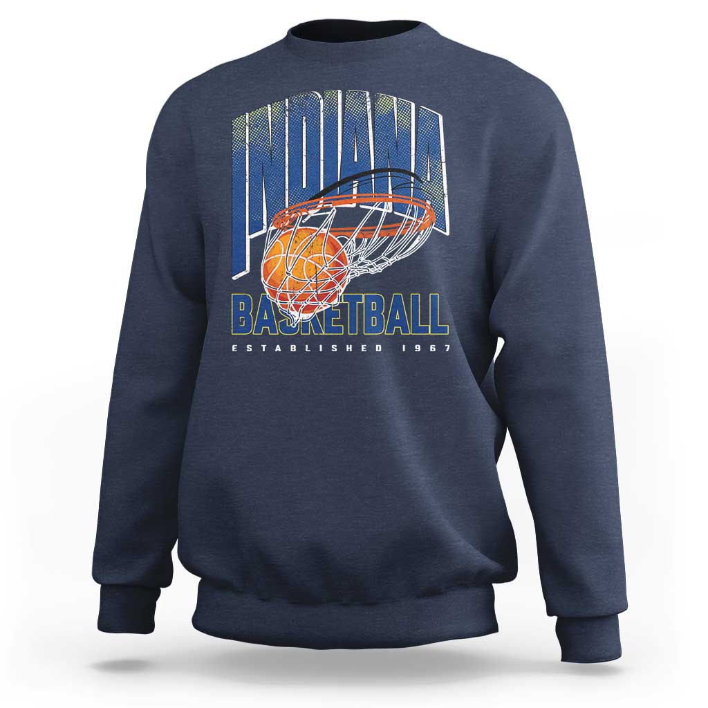 Indiana Basketball Throwback Sweatshirt Retro Hoop Graphic for IN Fans Since 1967
