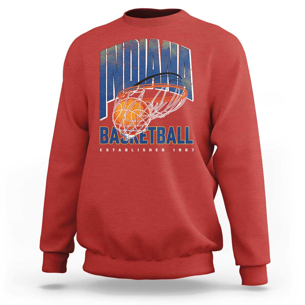 Indiana Basketball Throwback Sweatshirt Retro Hoop Graphic for IN Fans Since 1967
