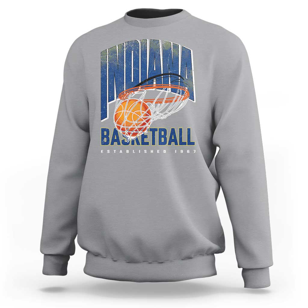 Indiana Basketball Throwback Sweatshirt Retro Hoop Graphic for IN Fans Since 1967