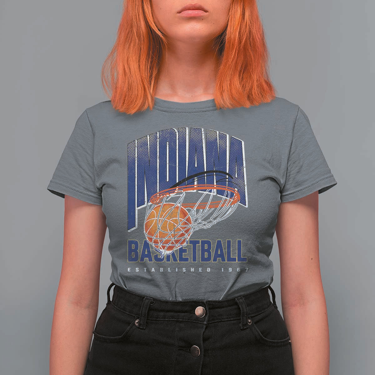 Indiana Basketball Throwback T Shirt For Women Retro Hoop Graphic for IN Fans Since 1967
