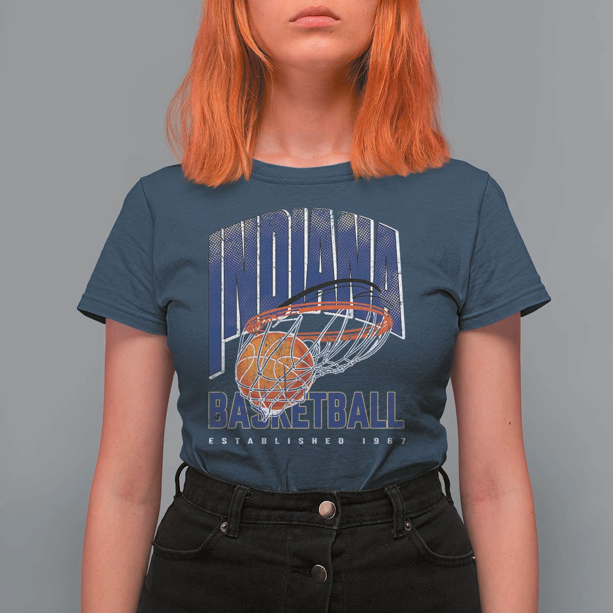 Indiana Basketball Throwback T Shirt For Women Retro Hoop Graphic for IN Fans Since 1967